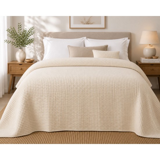 Κουβέρτα Πικέ Le Blanc Sanforized New Cotton Rich Μονή 170x250 Sand