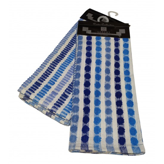 Σετ Ποτηρόπανα 2τεμ.ΚΟΜΒΟΣ πετσετέ LUXURY 100% Cotton 45x65 Blue Σετ Ποτηρόπανα 2τεμ.ΚΟΜΒΟΣ πετσετέ LUXURY 100% Cotton 45x65 Blue