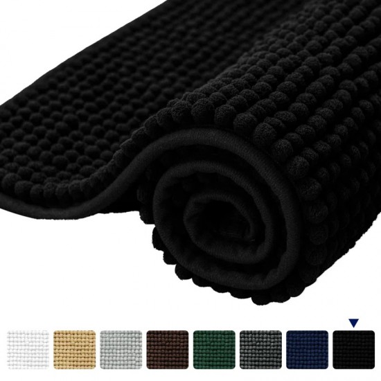  Σετ 2Τεμ Πατάκι Μπάνιου  chenil  50x80 /40x50 με υπόστρωμα σιλικόνης Μαύρο