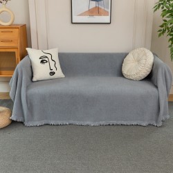 Ριχτάρι Τριθέσιου Καναπέ 180x280cm Chenille Με Κρόσια C 2-11 Γκρι