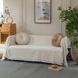 Ριχτάρι Τριθέσιου Καναπέ 180x280cm Chenille Με Κρόσια C 2-8 Εκρού