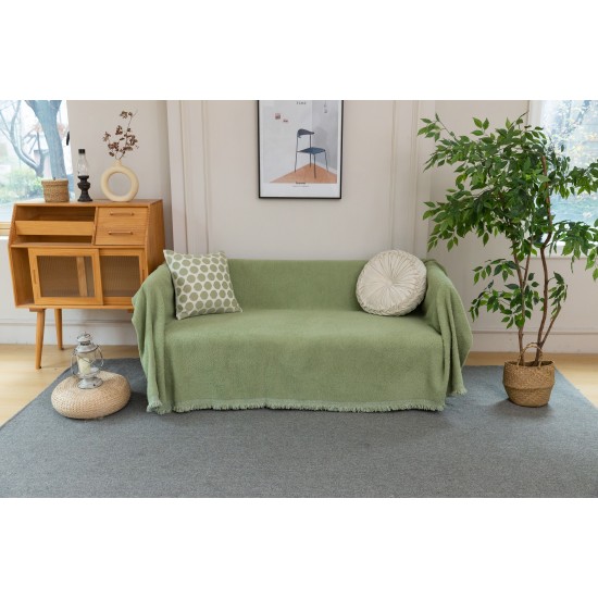 Ριχτάρι Πολυθρόνας Καναπέ 180x180cm Chenille Με Κρόσια C 2-5 Πράσινο