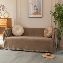 Ριχτάρι Τριθέσιου Καναπέ 180x280cm Chenille Με Κρόσια C 2-4 Καφέ