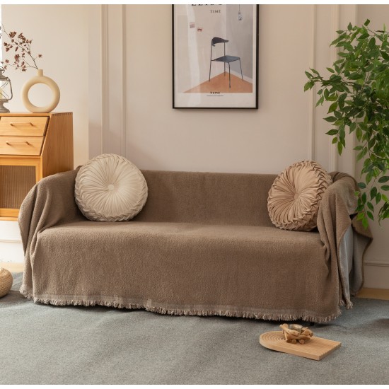 Ριχτάρι Τριθέσιου Καναπέ 180x280cm Chenille Με Κρόσια C 2-4 Καφέ