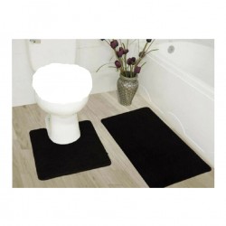  Σετ 2Τεμ Πατάκι Μπάνιου  chenil  50x80 /40x50 με υπόστρωμα σιλικόνης Μαύρο